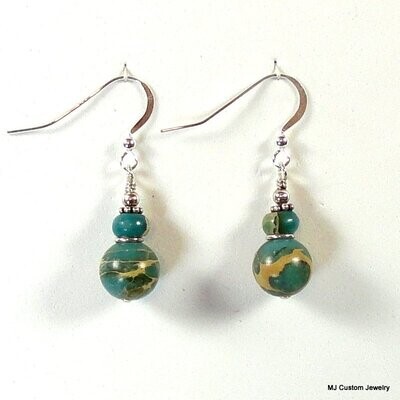 Aqua Terra Jasper Double Gemstone Earrings