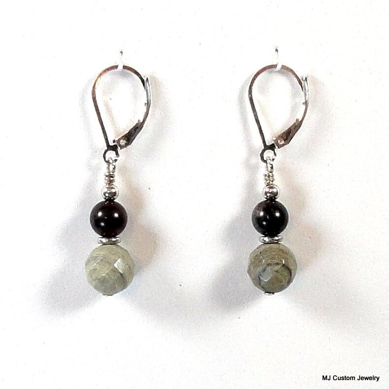 Silverleaf Jasper Double Gemstone Leverback Earrings