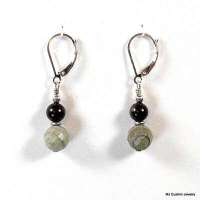 Silverleaf Jasper Double Gemstone Leverback Earrings