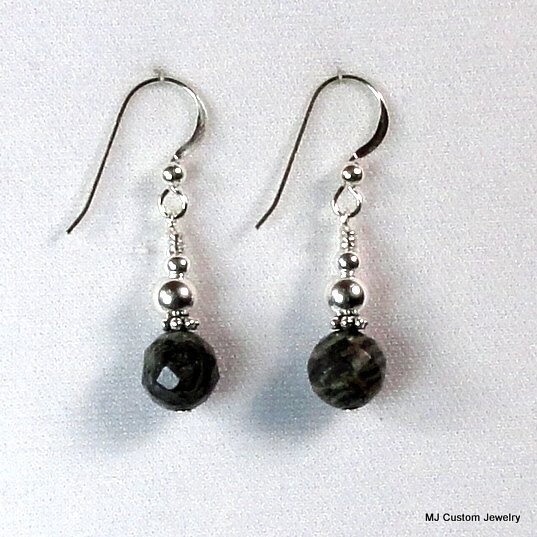 Silverleaf Jasper Gemstone & Silver Ball Earrings