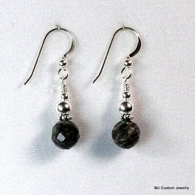 Silverleaf Jasper Gemstone & Silver Ball Earrings