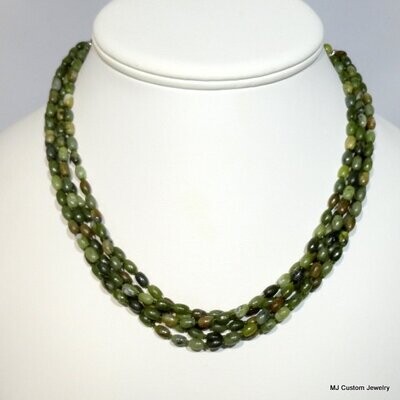Nephrite Jade Gemstone 5-Strand Torsade Necklace