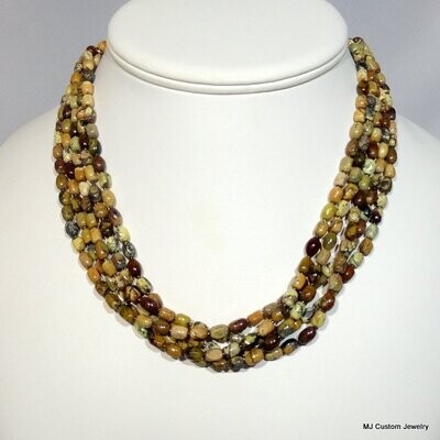 Picture Jasper Gemstone 5-Strand Torsade Necklace