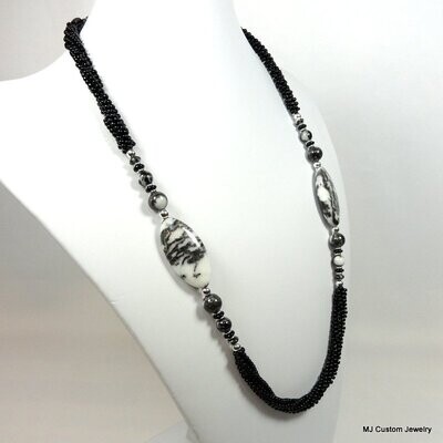 Zebra Jasper Kumihimo Rope Necklace