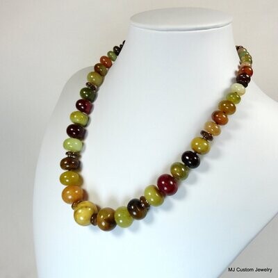 Apple Jade Gemstone Graduating Rondelle Necklace