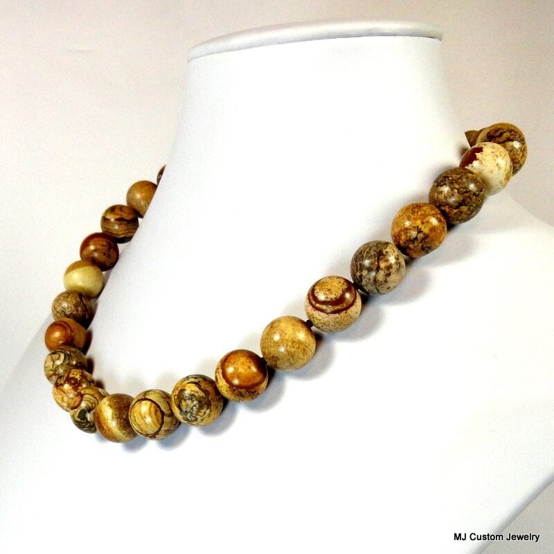 Picture Jasper & Hammered Silver Toggle Necklace