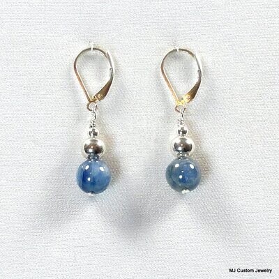 Kyanite Gemstone & Silver Ball Earrings