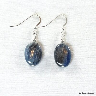 Kyanite Gemstone Flat Oval Earrings