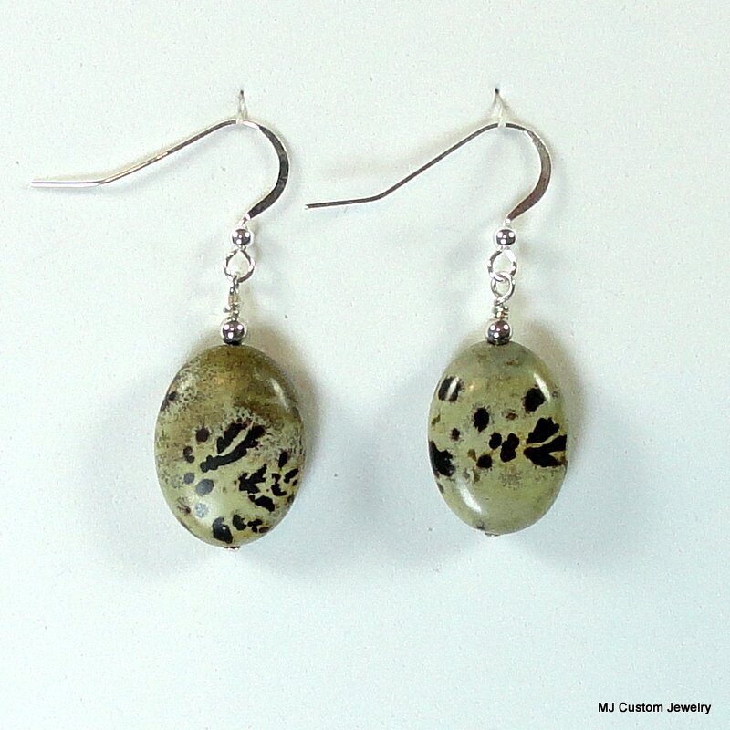 Landscape Stone Flat Oval Earrings