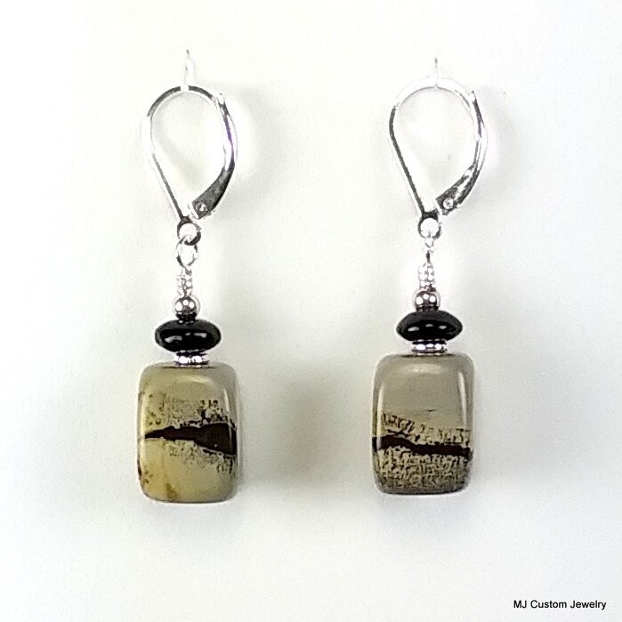 Landscape Stone Tumbled Squares Leverback Earrings