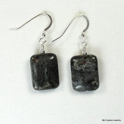 Larvikite Rectangles Gemstone Earrings