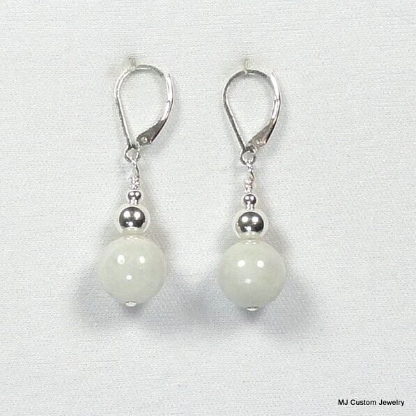 Moonstone Gemstone & Silver Ball Earrings