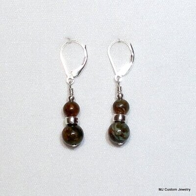 African Green Opal Double Gemstone Earrings