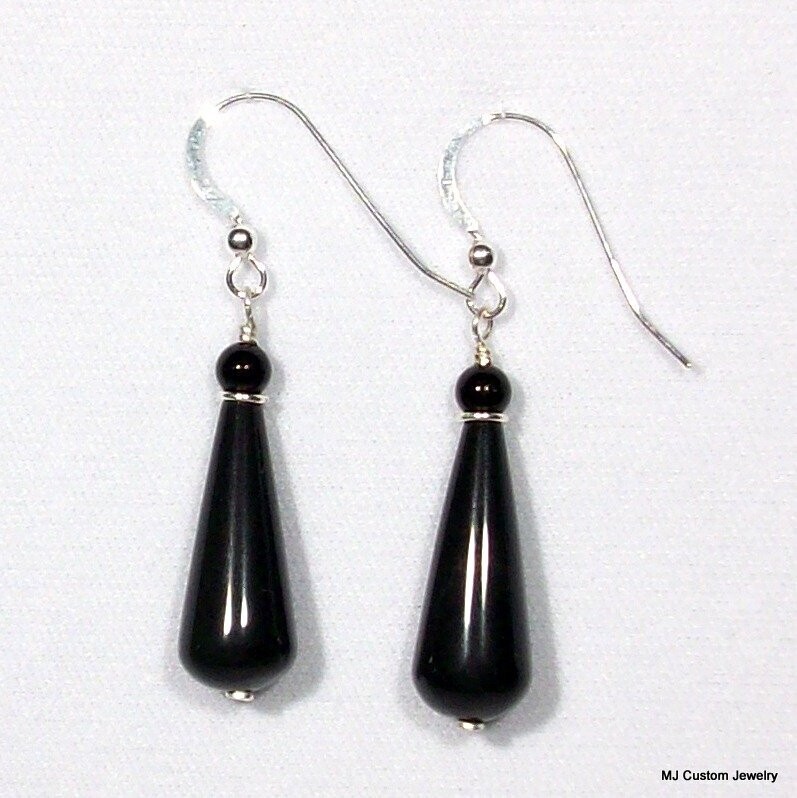 Onyx Gemstone Teardrop Earrings
