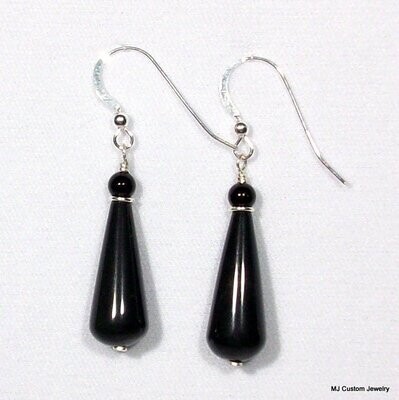 Onyx Gemstone Teardrop Earrings