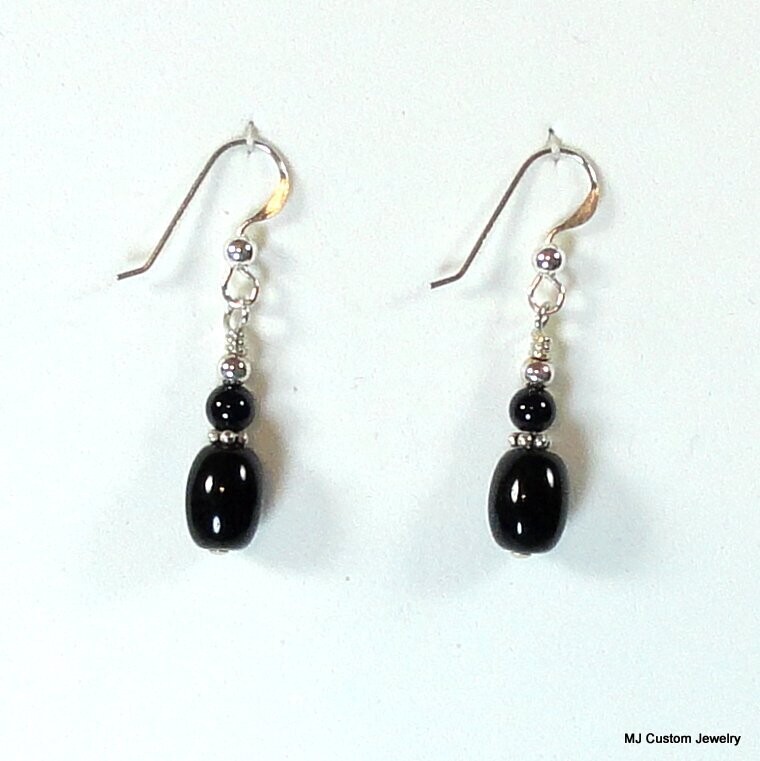 Onyx Barrel Double Earrings