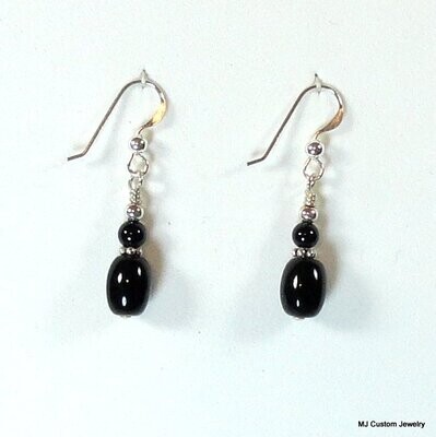 Onyx Barrel Double Earrings