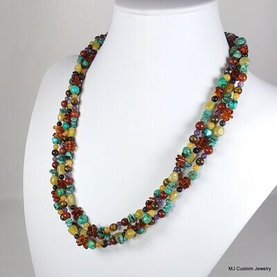 Multi-gemstone Turquoise & Amber Torsade