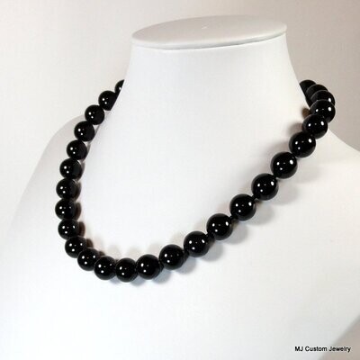 Onyx Gemstone Basic Round Bead Necklace