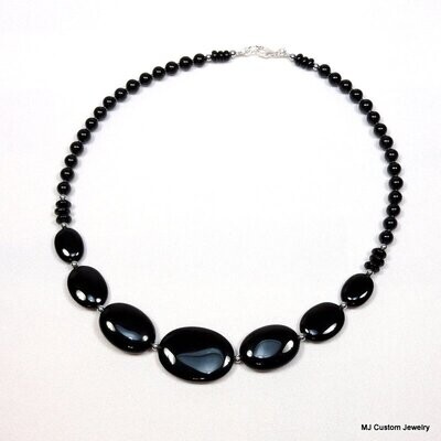 Onyx Graduating Ovals & Hematite Necklace