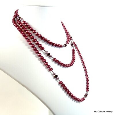 Raspberry Pearl "Almost Endless" 56" Necklace