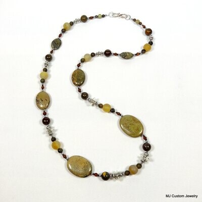 Landscape Stone, Fire Agate & Jasper Necklace