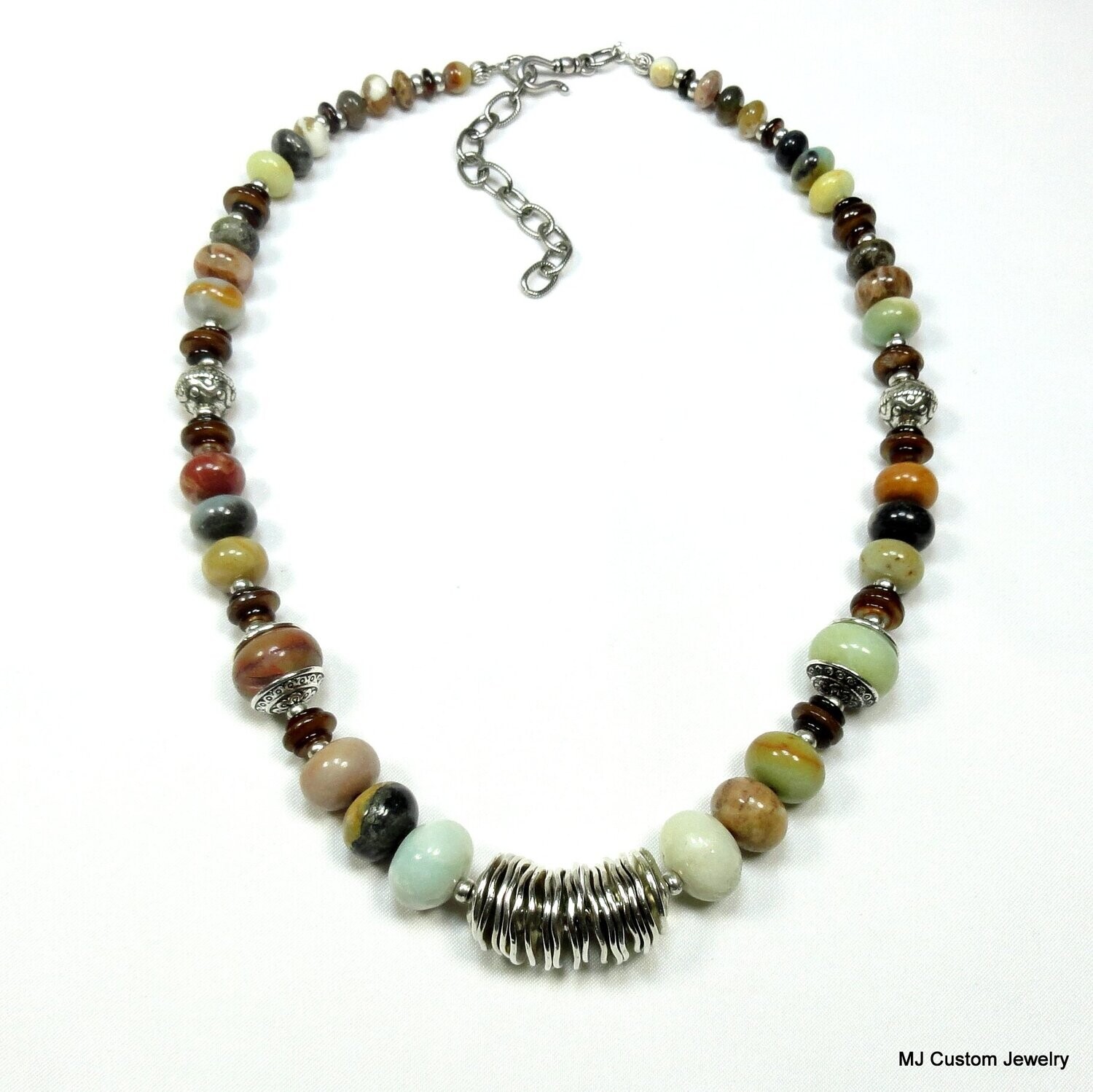Multi-color Amazonite & Fancy Jasper Tribal Necklace