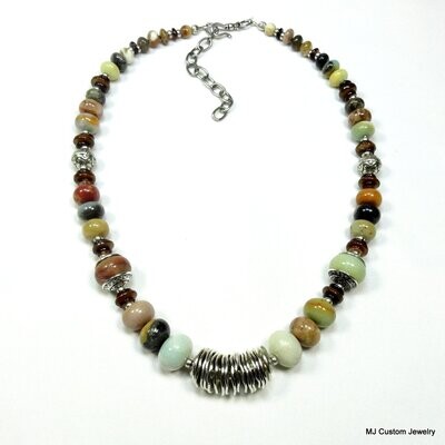 Multi-color Amazonite & Fancy Jasper Tribal Necklace