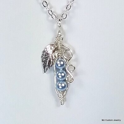 Baby Blue Swarovski Pearl Peas in a Pod Necklace