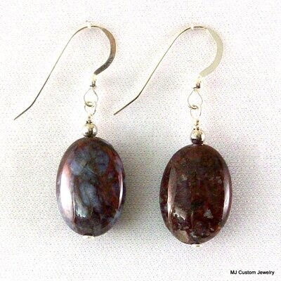 Pietersite Flat Oval Gemstone Earrings