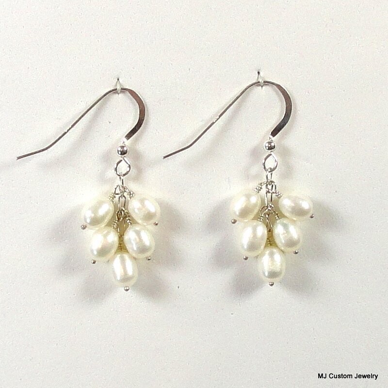 Freshwater Pearl Petite Dangle Cluster Earrings