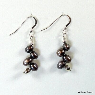 Peacock Freshwater Herringbone Pearl Earrings