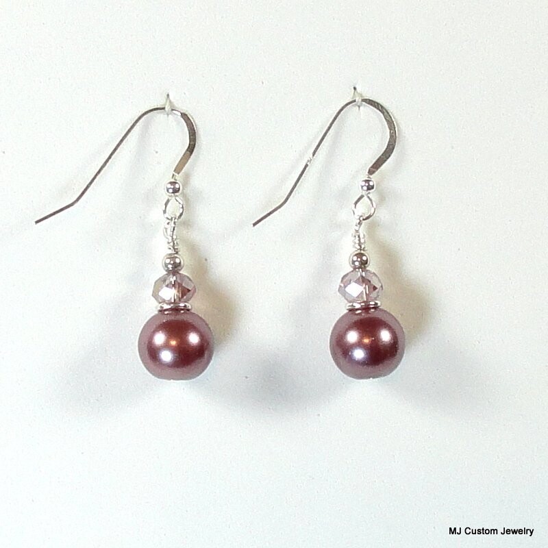 Mauve Pearl & Ametrine Lead Crystal Earrings