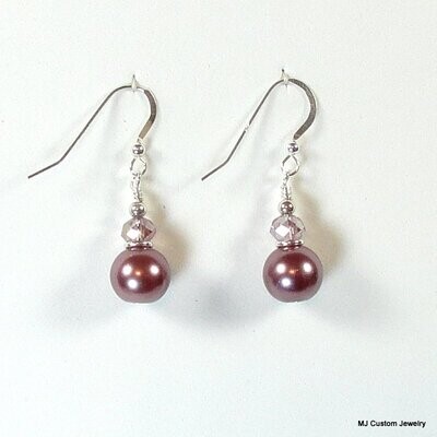 Mauve Pearl & Ametrine Lead Crystal Earrings