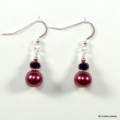 Raspberry Pearl & Purple Iris Crystal Earrings