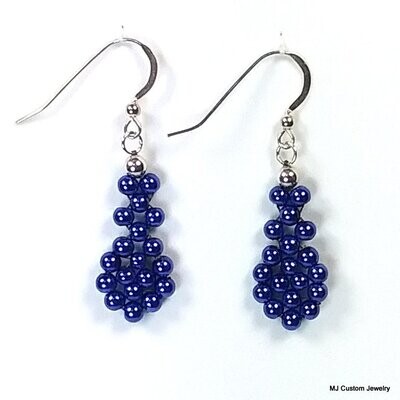 Royal Blue Pearl Woven Teardrop Earrings