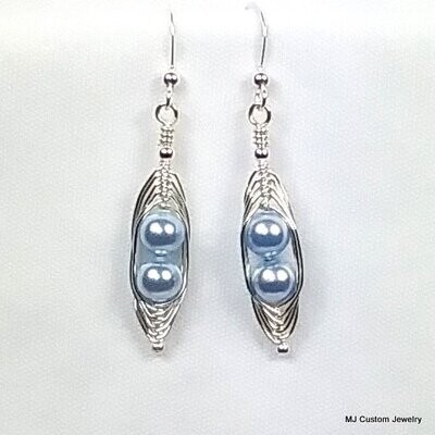 Baby Blue Swarovski Pearl Peas in a Pod Earrings