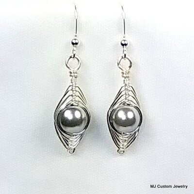 Silver Blue Pearl Peas in a Pod Earrings