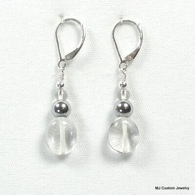 Crystal Quartz Nuggets & Silver Hematite Earrings