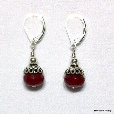 Ruby Quartz & Turkish Silver Bead Cap Earrings