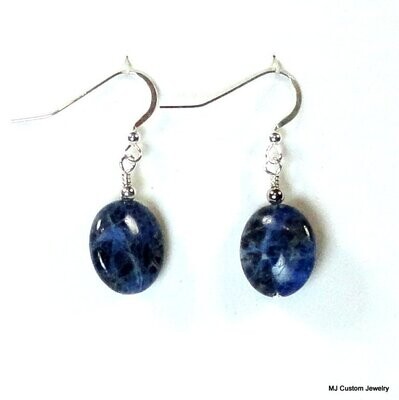 Sodalite Flat Oval Gemstone Earrings