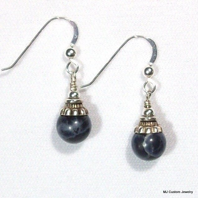 Sodalite & Rajasthani Silver Earrings