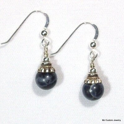 Sodalite & Rajasthani Silver Earrings