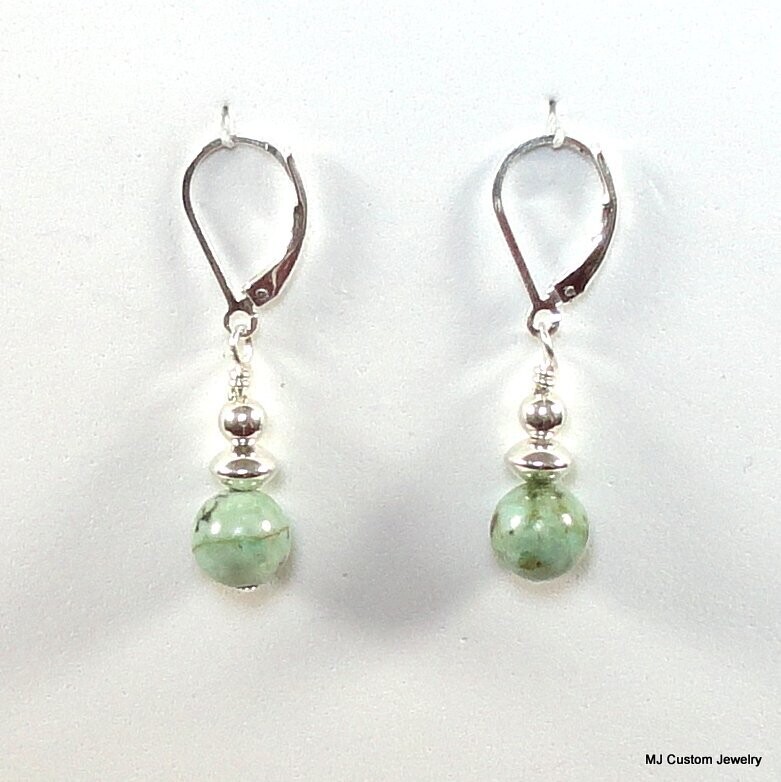 African Turquoise & Silver Saucer Earrings