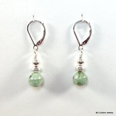 African Turquoise & Silver Saucer Earrings
