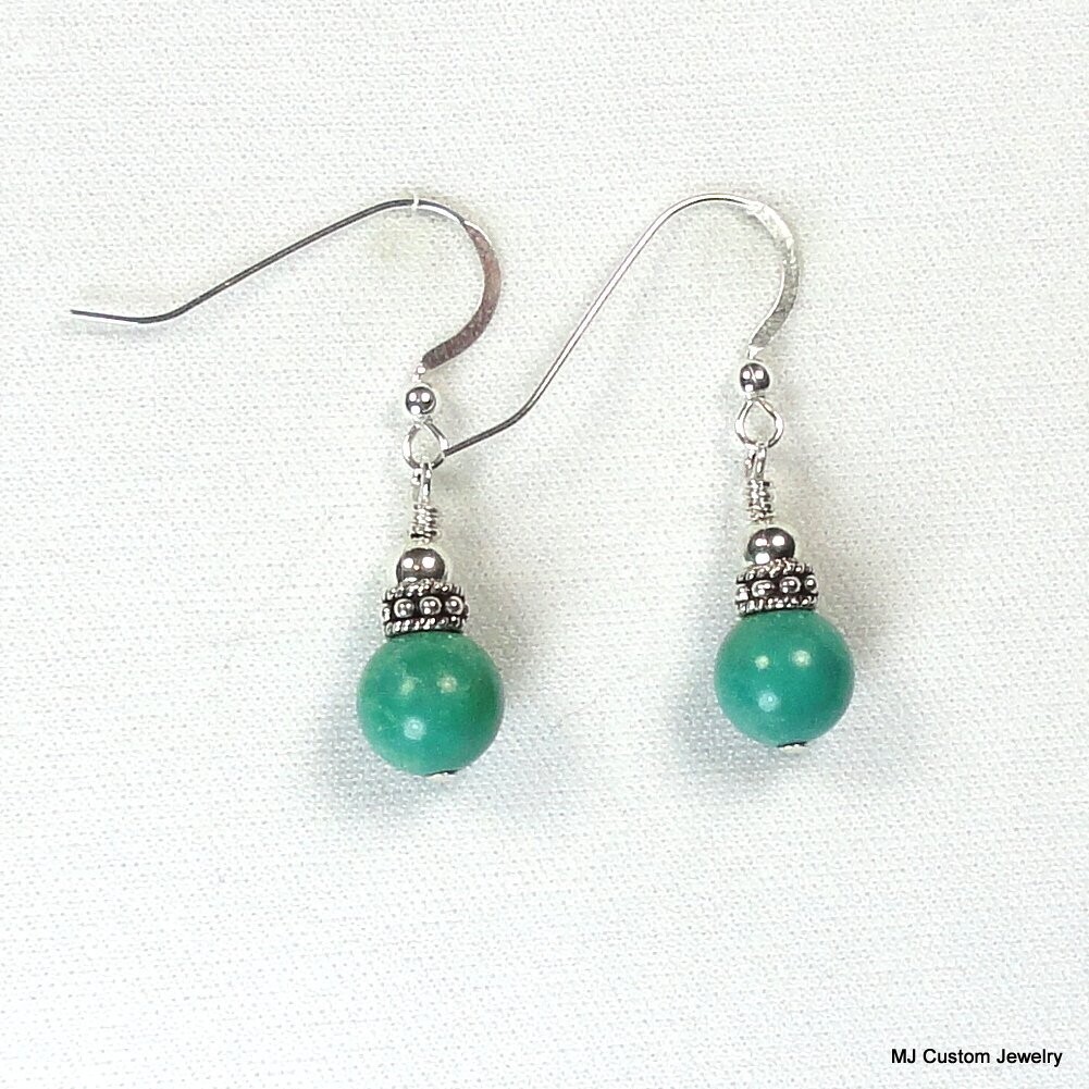 Turquoise & Bali Silver Rondelle Earrings