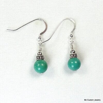Turquoise & Bali Silver Rondelle Earrings