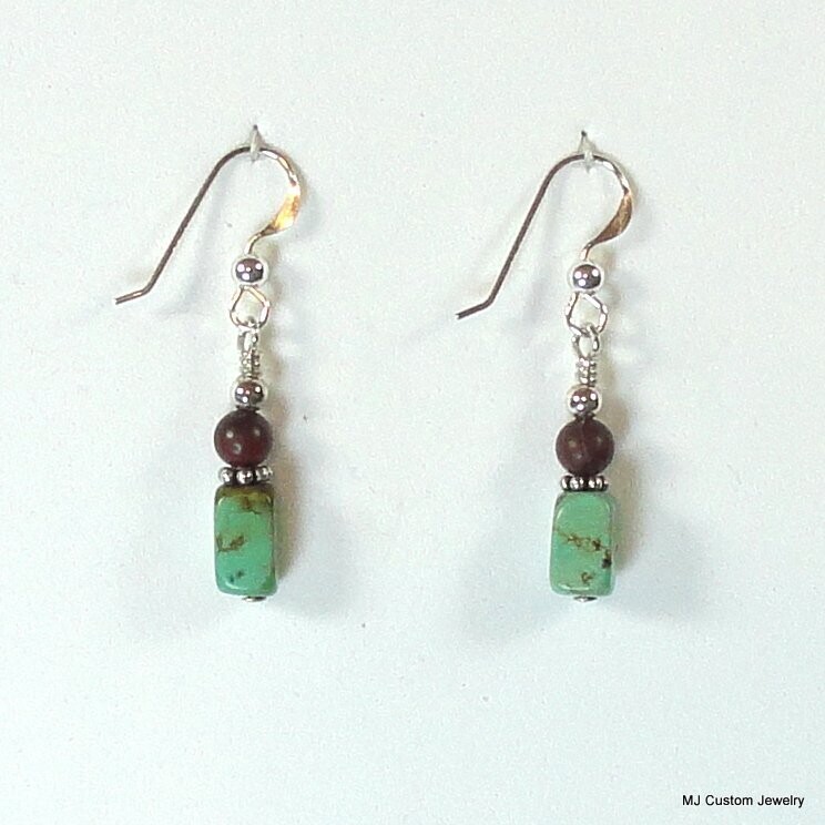 Turquoise Tumbled Squares & Brecciated Jasper Earrings