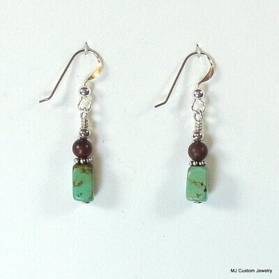 Turquoise Tumbled Squares & Brecciated Jasper Earrings