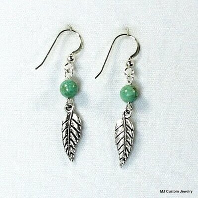Turquoise & Silver Feather Dangle Earrings